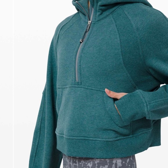 LULULEMON Scuba Oversized 1/2 Zip Hoodie Heathered Desert Teal size M/L - Picture 3 of 11